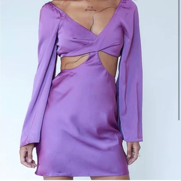 Princess Polly Dresses & Skirts - Princess Polly Purple Long Sleeve Dress with Cut-outs